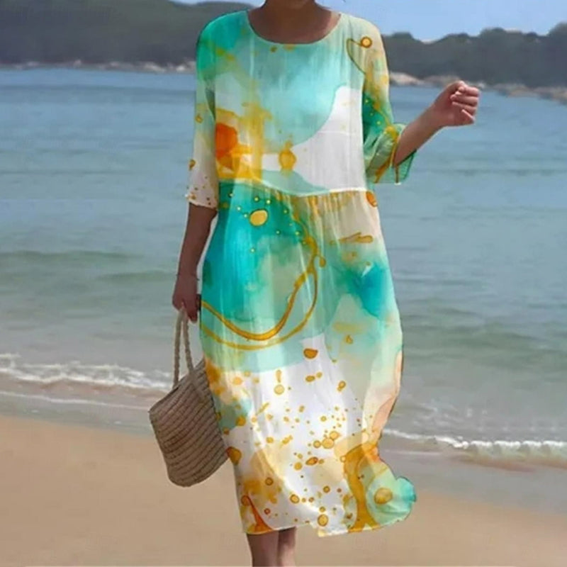 ABSTRACT PRINT BEACH DRESS